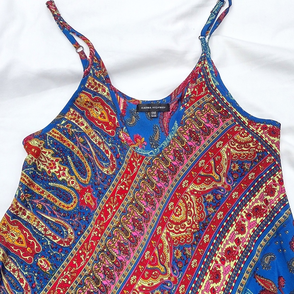 Bright Paisley Slip Dress by Karma Highway / Bohemian Chic / Lightweight / M